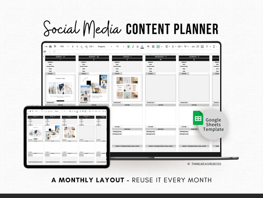 Monthly Social Media Content Planner - Black