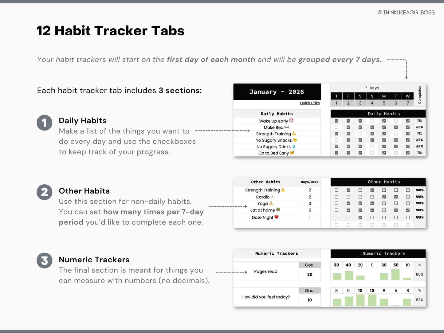 Digital Annual Planner - V1 Black and White
