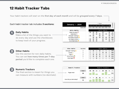 Digital Annual Planner - V1 Black and White