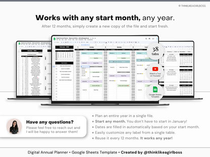 Digital Annual Planner - V1 Black and White