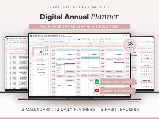 Digital Annual Planner - V1 Pink