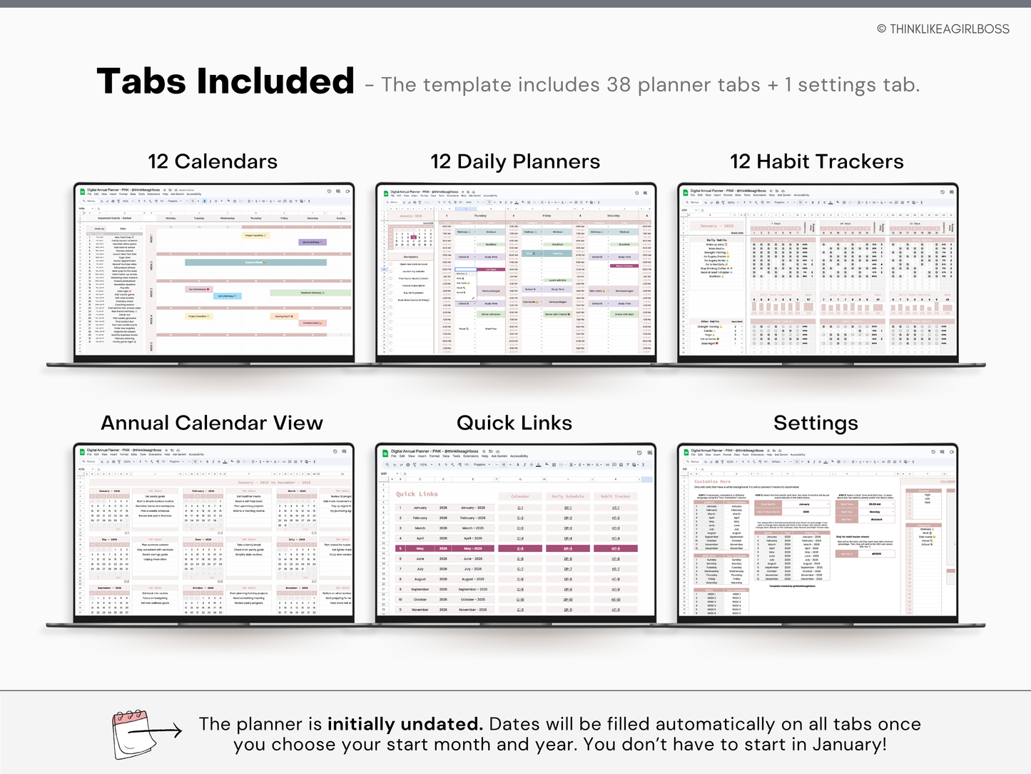 Digital Annual Planner - V1 Pink