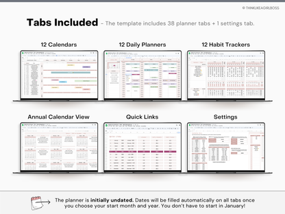 Digital Annual Planner - V1 Pink