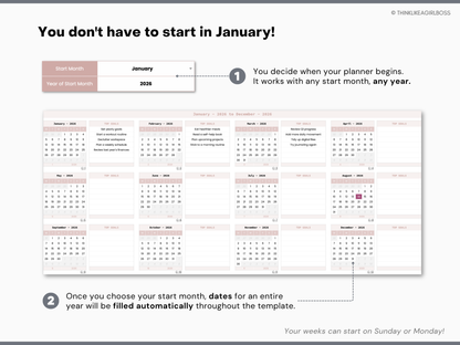 Digital Annual Planner - V1 Pink