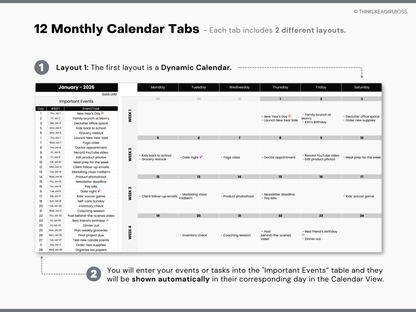Digital Annual Planner - V1 Black and White