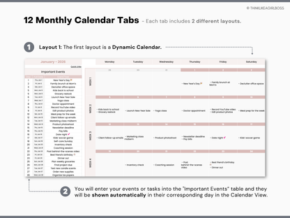 Digital Annual Planner - V1 Pink