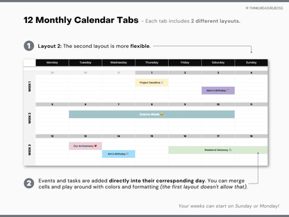 Digital Annual Planner - V1 Black and White