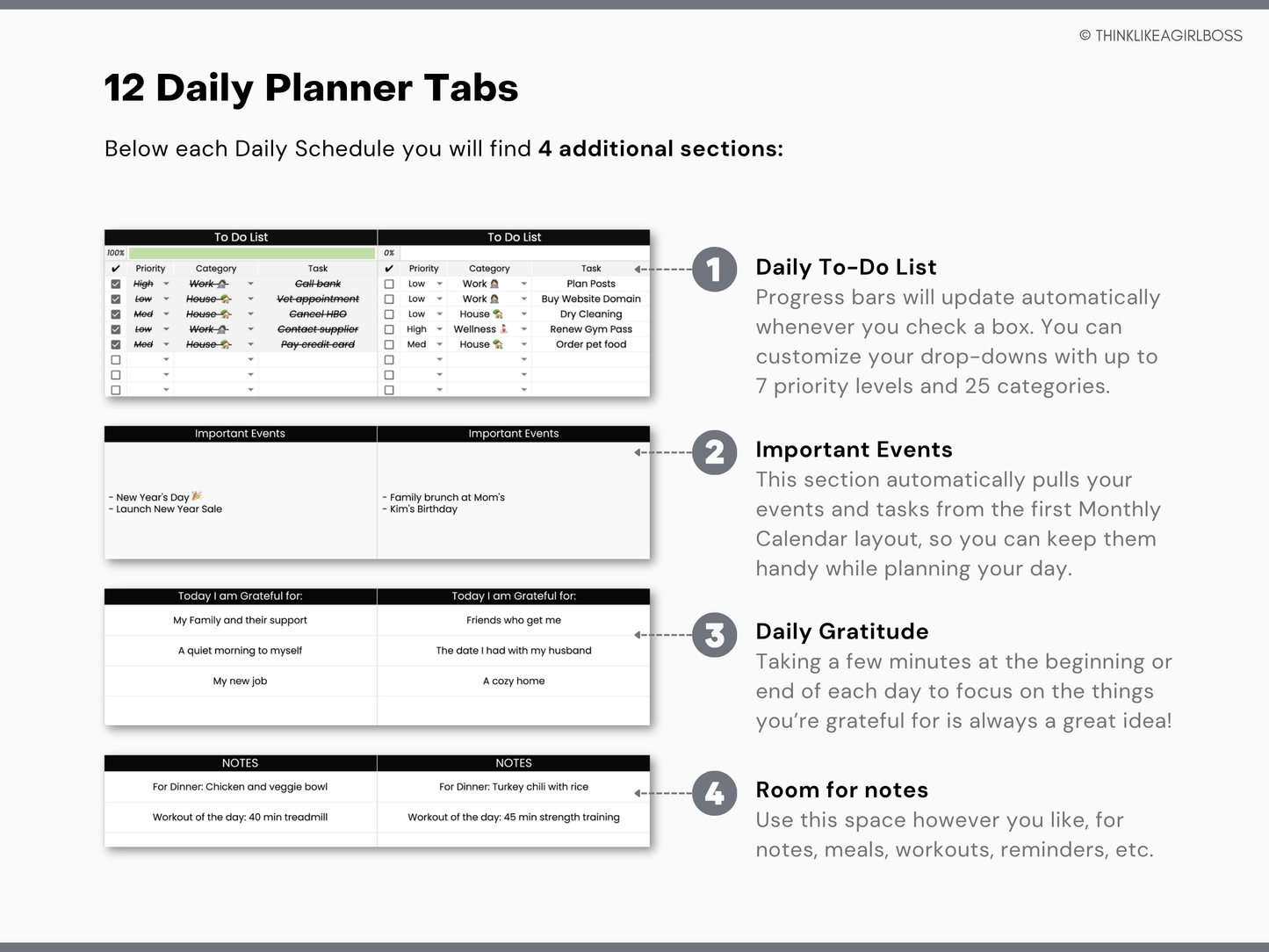 Digital Annual Planner - V1 Black and White
