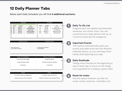 Digital Annual Planner - V1 Black and White