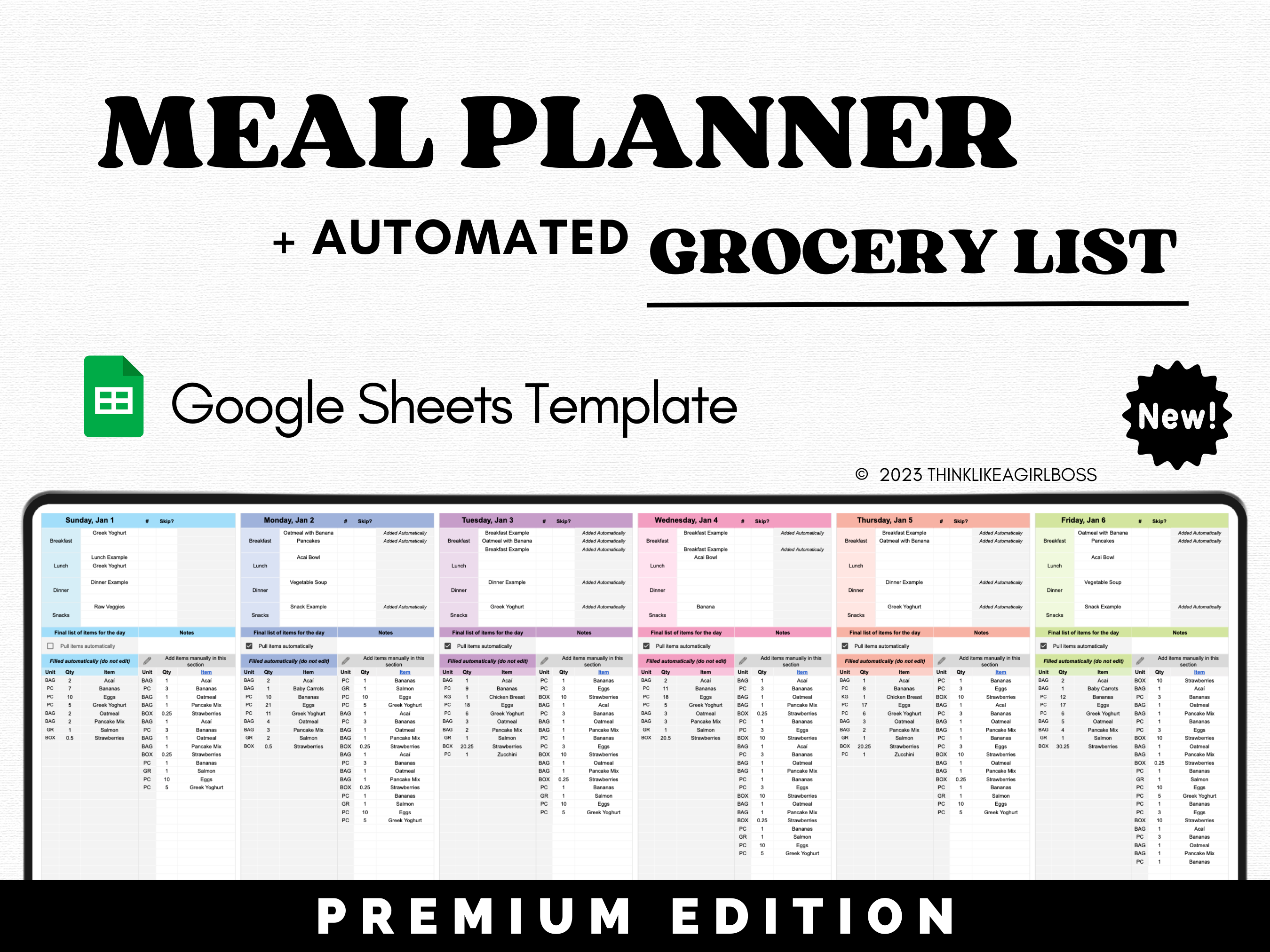 Meal Planner - V3 Premium Edition – Think Like A Girl Boss