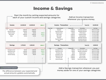 Monthly Budget Spreadsheet - V3 Pink
