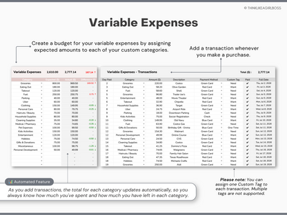 Monthly Budget Spreadsheet - V3 Pink