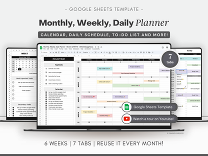 Monthly Planner - V1 Black & White