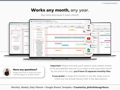 Monthly Planner - V1 Pink