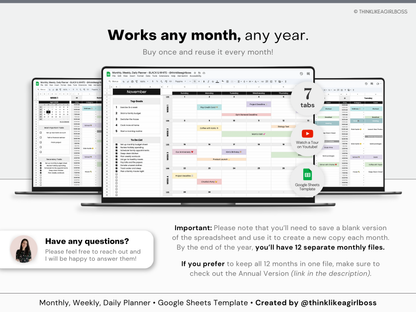 Monthly Planner - V1 Black & White