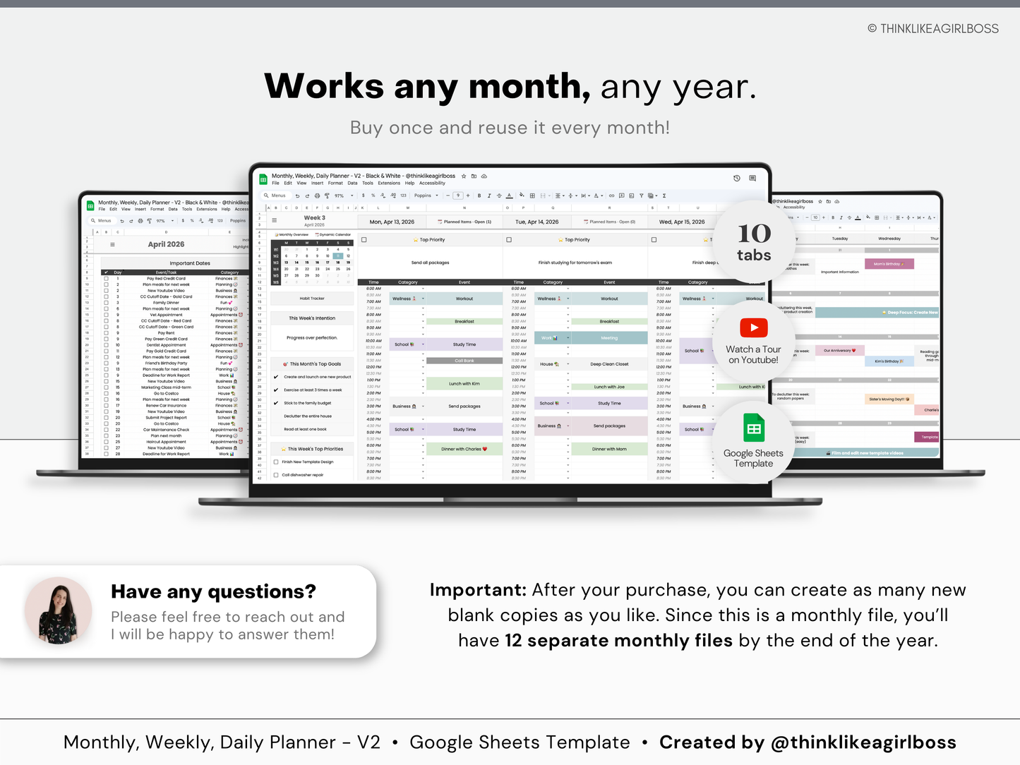 Monthly Planner - V2 BW - Premium Edition