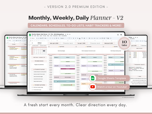 Monthly Planner - V2 Pink - Premium Edition