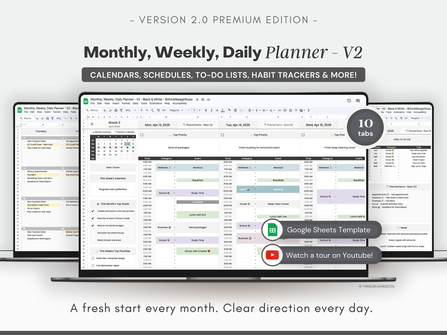 Monthly Planner - V2 BW - Premium Edition
