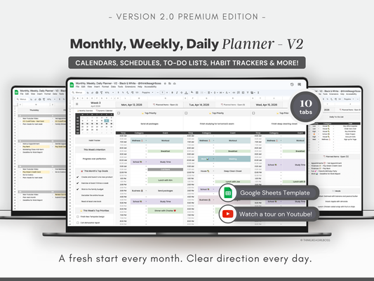 Monthly Planner - V2 BW - Premium Edition