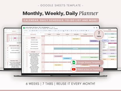 Monthly Planner - V1 Pink