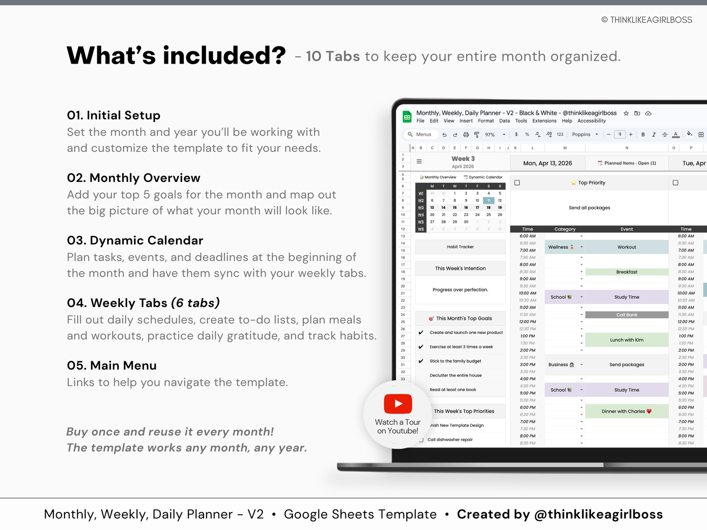 Monthly Planner - V2 BW - Premium Edition