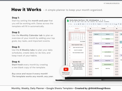 Monthly Planner - V1 Pink
