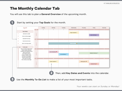 Monthly Planner - V1 Pink