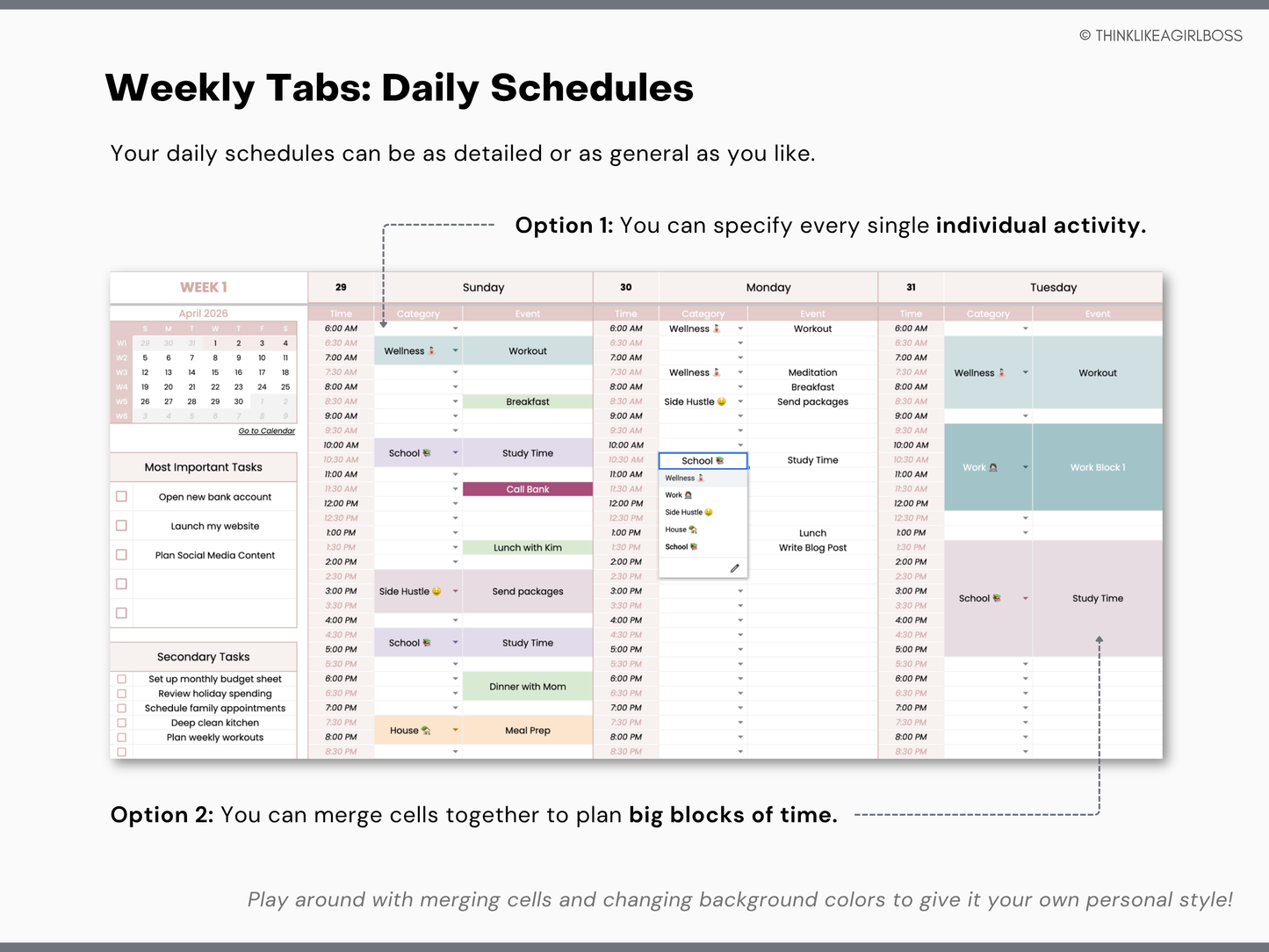 Monthly Planner - V1 Pink