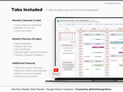 Monthly Planner - V1 Pink
