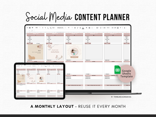 Monthly Social Media Content Planner - Pink