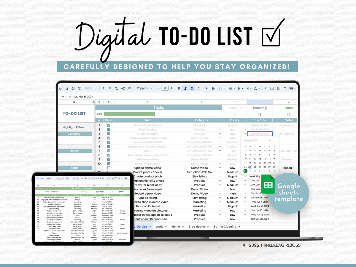 Digital To-Do List - V1 Blue – Think Like A Girl Boss