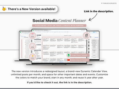 Monthly Social Media Content Planner - Pink