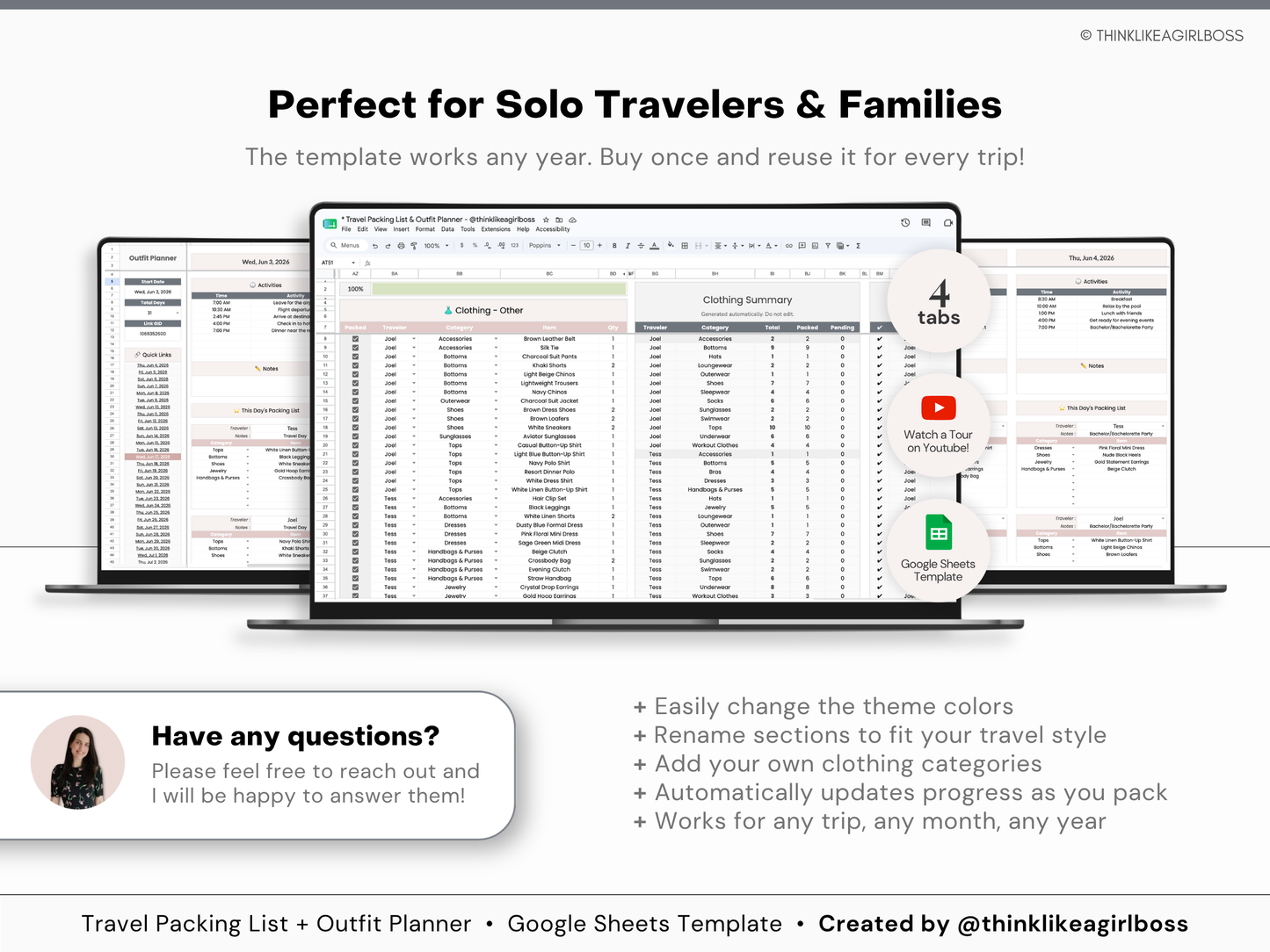Travel Packing List & Outfit Planner - V1