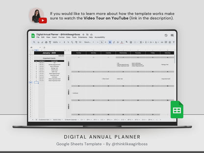 Digital Annual Planner - V1 Black and White