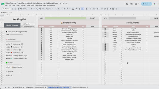 Travel Packing List & Outfit Planner - V1