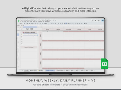 Monthly Planner - V2 Pink - Premium Edition