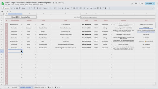 Simple Social Media Content Calendar - V1 Pink