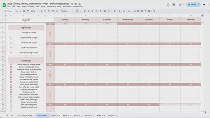 Monthly Planner - V1 Pink