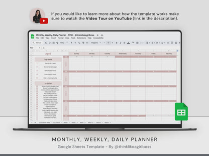 Monthly Planner - V1 Pink