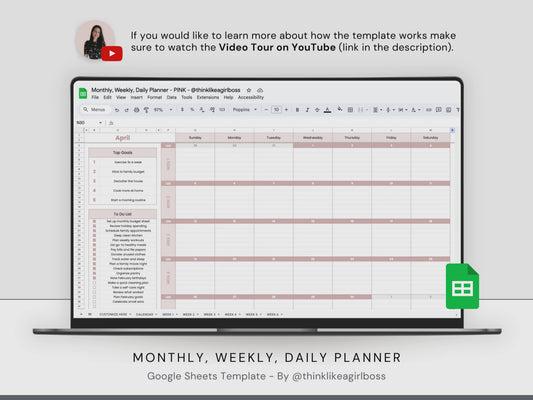 Monthly Planner - V1 Pink