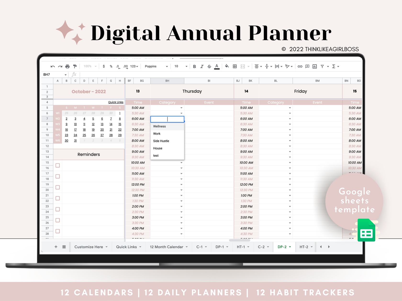 Digital Annual Planner - V1 Pink – Think Like A Girl Boss