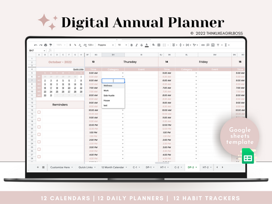 Digital Annual Planner - V1 Pink