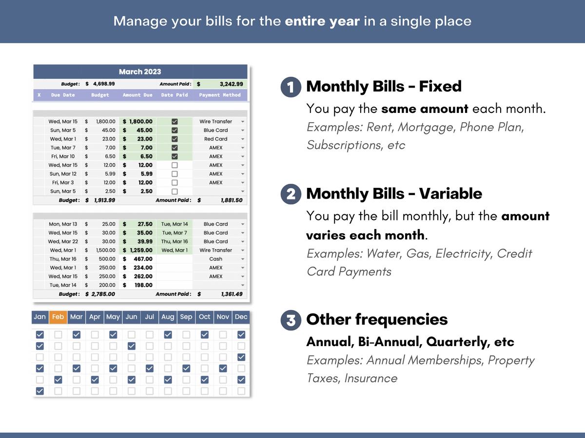 12 Month Bill Tracker & Calendar - V2 – Think Like A Girl Boss
