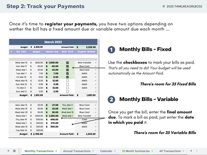 12 Month Bill Tracker & Calendar - V2
