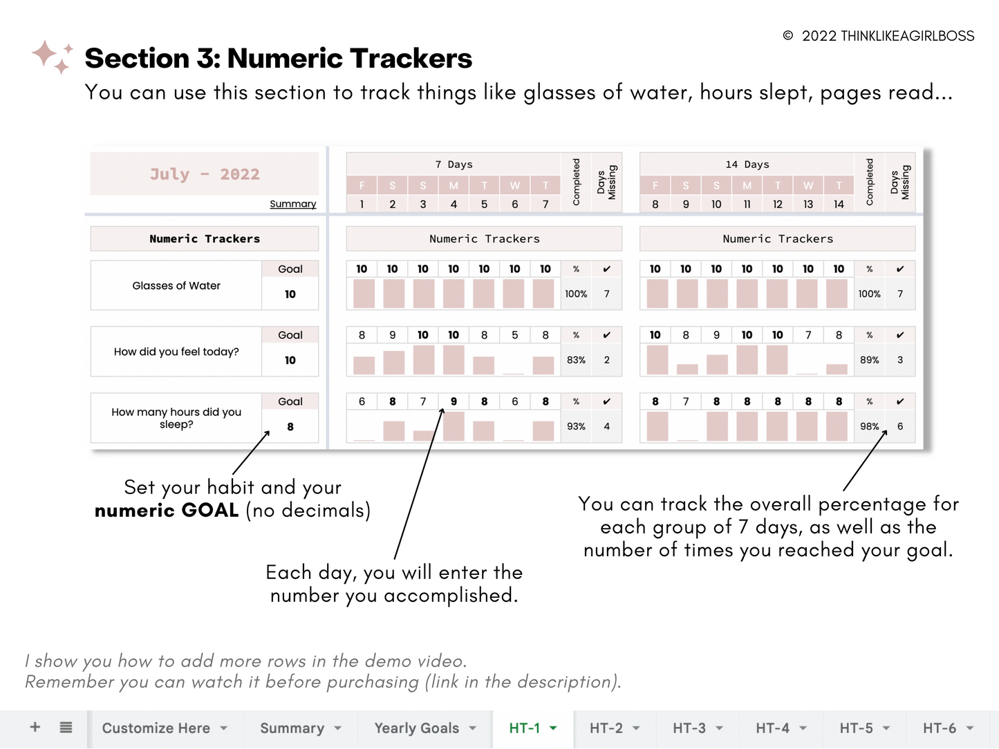 Habit Tracker - 12 Months - V2 Pink